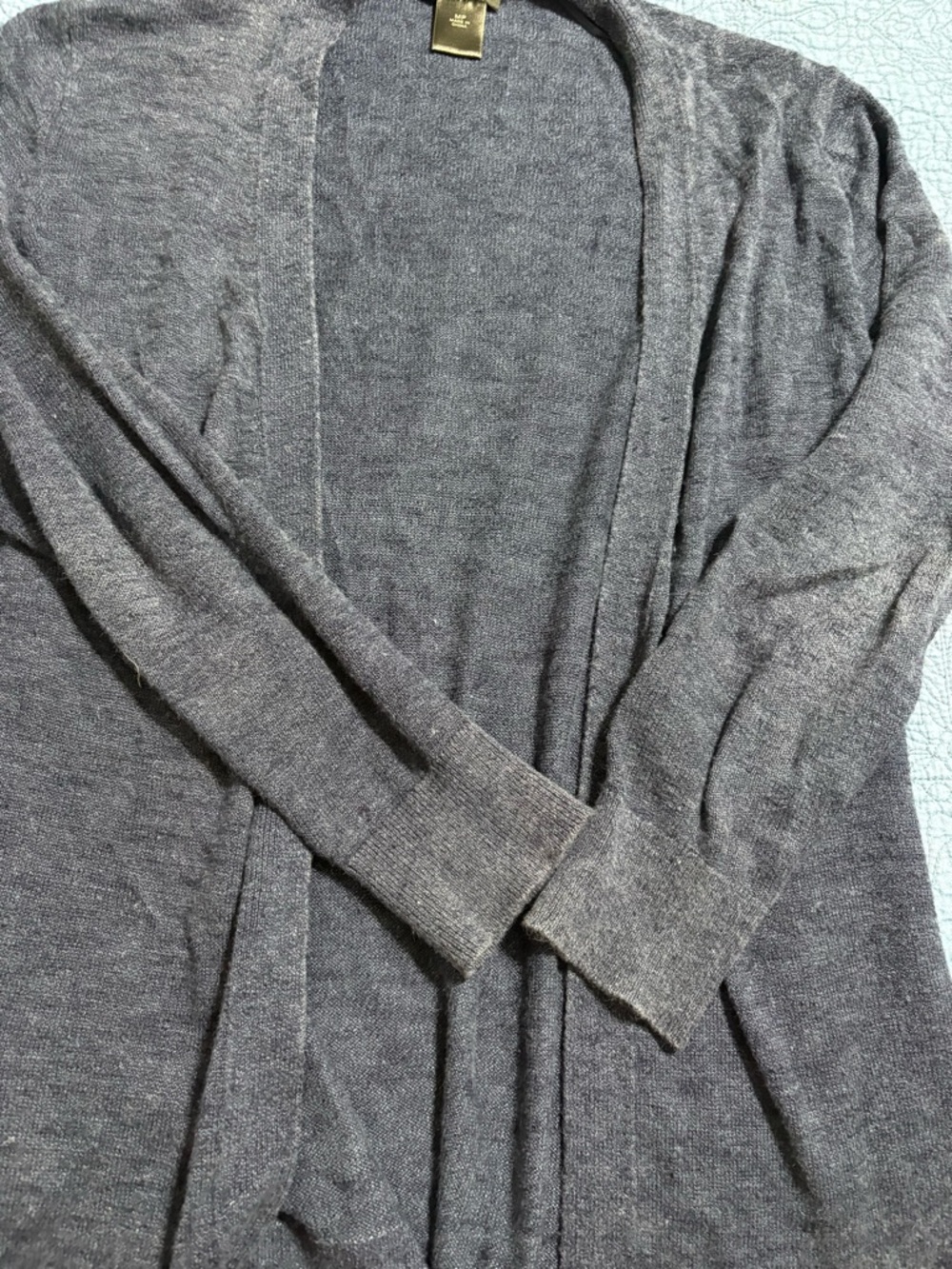 Ann Taylor Charcoal Open-Front Knit Cardigan